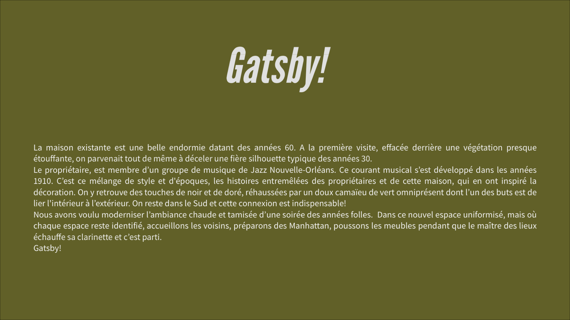 Gatsby — À DÉFINIR — Planet Studio, À DÉFINIR